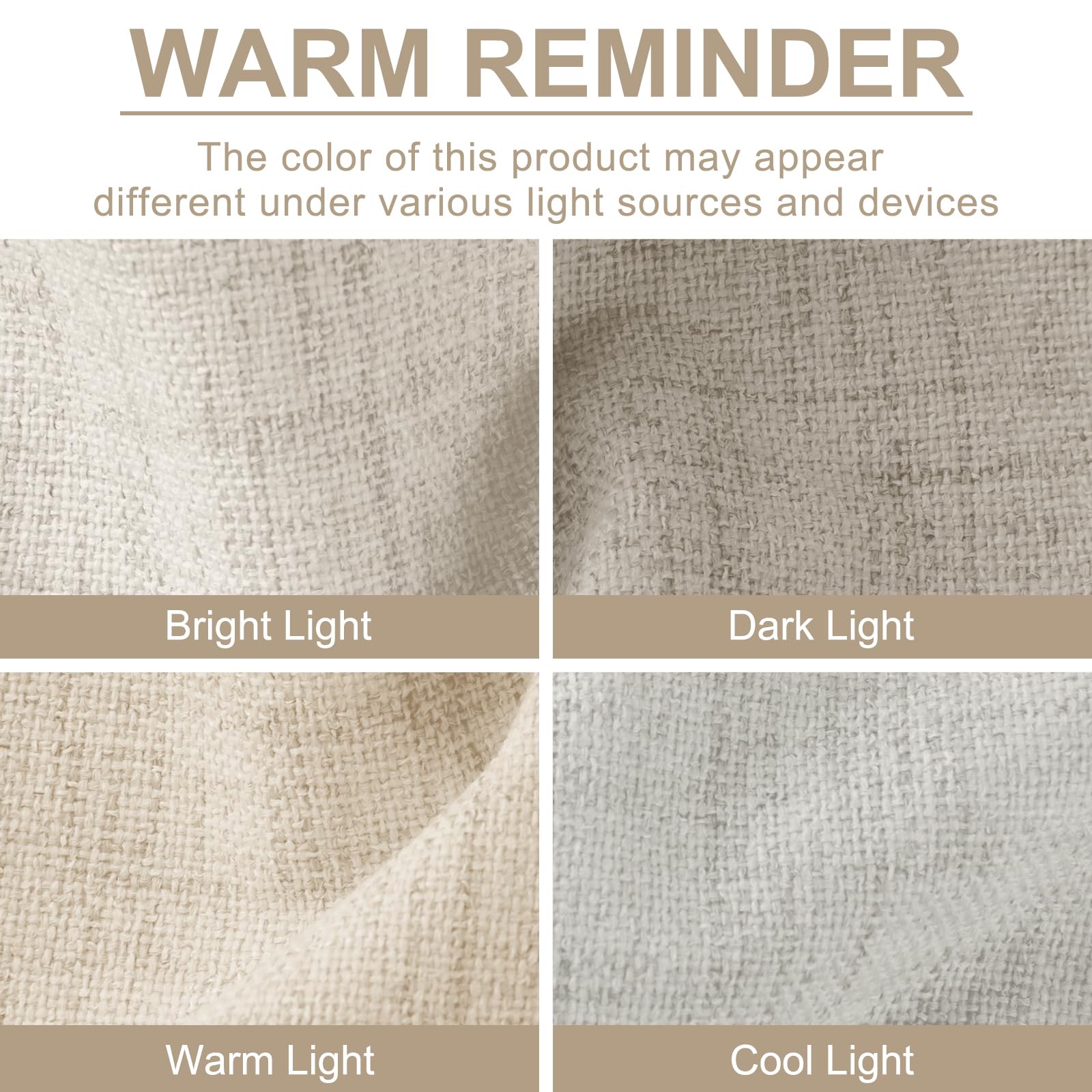 Linen Textured Total Blackout Curtains for Bedroom 108 Inches Long, Cream