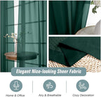 Ebesto Green Sheer Curtains 84 Inches Long 2 Panels, Elegant Airy Transparent Light Filtering Window Curtains, Window Drapes for Christmas, Top Dual Rod Pocket Design, Hunter Green, 2x42Wx84L Inches