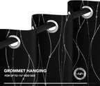 Deconovo Short Blackout Curtains, Black Drapes, Thermal Insulated Soundproof Grommet Curtain, Wave Line Dot Foil Print, 52 x 45 Inch, 2 Panels, Machine Washable Window Panel for Small Windows Kitchen