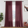 Nanspring Burgundy Linen Curtains for Living Room 98 Inches Long Light Filtering Semi Sheer Curtain Back Tab Vintage Boho Decor Elegant Luxury Drapes for Bedroom Dinner Room 52x98, 2 Panels