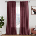 Nanspring Burgundy Linen Curtains for Living Room 100 Inches Long Light Filtering Semi Sheer Curtain Back Tab Vintage Boho Decor Elegant Luxury Drapes for Bedroom Dinner Room 52x100, 2 Panels