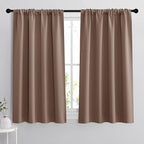 RYB HOME Bedroom Balckout Curtains - Small Window Decoration Solid Insulated Drapes Energy Efficiency Drapes for Kitchen Home Office Dining, Width 42 x Length 45 inch, Mocha, 2 Panels