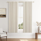 Guken 100% Blackout Linen Curtains 63 Inch Length 2 Panels Set for Living Room Bedroom Back Tab Thermal Insulated Black Out Drapes Room Darkening Farmhouse Style for Bedroom Window Curtains 40 Wide