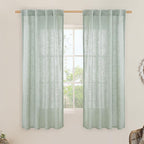 LAMIT 63 Inch Semi Sheer Linen Curtains, Light Filtering Panels Back Tab and Rod Pocket Neutral Drapes for Bedroom/Living Room, Light Sage, 2 Panels, 34 x 63 Inch