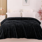 Exclusivo Mezcla Fleece Queen Blanket for Bed, Extra Large Fuzzy Black Bed Blankets, Soft Cozy Plush Sofa Throws for All Seasons, 90x90 Inches