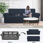 Easy-Going Stretch Oversized Chair Sofa Slipcover 1-Piece Couch Sofa Cover Furniture Protector Soft with Elastic Bottom for Kids Spandex Jacquard Fabric Small Checks Dark Blue