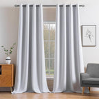 MIULEE Blackout Curtains 96 Inches Long for Bedroom Living Room, Chirstmas Thermal Insulated Room Darkening Grommet Top Solid Light Blocking Drapery Set of 2 Window Panels Greyish White