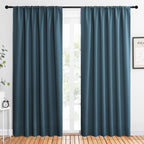 NICETOWN 2 Panels Blackout Curtains, Rod Pocket Thermal Insulated Drapes 84 inches Long, Easy-Care Modern Home Decoration Sunshades for Guest Room, Living Room, Office, 62 x 84 Inch, Smoky Blue