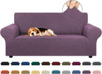 KEKUOU Stretch Loveseat Sofa Cover Slipcover,Couch Covers for 2 Cushion Couch Sofa (55"-78") Furniture Protector Sofa with Elastic Bottom for Kids,Dog. Jacquard Small Checked (Medium,Dark Purple)