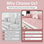 Velvet Couch Cover, Washable Sectional Sofa Cover, Anti Slip Sofa Slipcover for 3 Cushion Couch Sofa L Shaped Armrest Backrest, Furniture Protector Covers for Pets Kids(1PC, Pink, 28"×28")