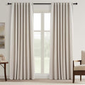 Topfinel 108 Inches Long Blackout Linen Curtains for Living Room,Extra Long Panels Large Window Room Darkening Textured Cold Block Rustic Acoustic Heavy Ivory Track Curtains 2 Panels