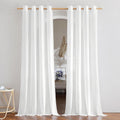 NICETOWN Rustic Linen 144 inch Long Curtains for Living Room, Grommet Privacy Added Thick Linen Weave with Light Filter Window Curtains & Drapes for Bedroom, White, W55 x L144, 2 Panels