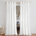 NICETOWN Rustic Linen 144 inch Long Curtains for Living Room, Grommet Privacy Added Thick Linen Weave with Light Filter Window Curtains & Drapes for Bedroom, White, W55 x L144, 2 Panels