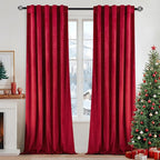 MIULEE Velvet Curtains 90 inches - Luxury Blackout Curtains for Bedroom Living Room Thermal Insulated Super Soft Window Drapes Rod Pocket & Back Tab Christmas Decor, Red, W52 x L90 inches, 2 Panels