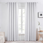 Deconovo Back Tab and Rod Pocket Blackout Curtains for Living Room Thermal Insulated Light Blocking Curtains 42Wx84L Inch Greyish White 2 Panels