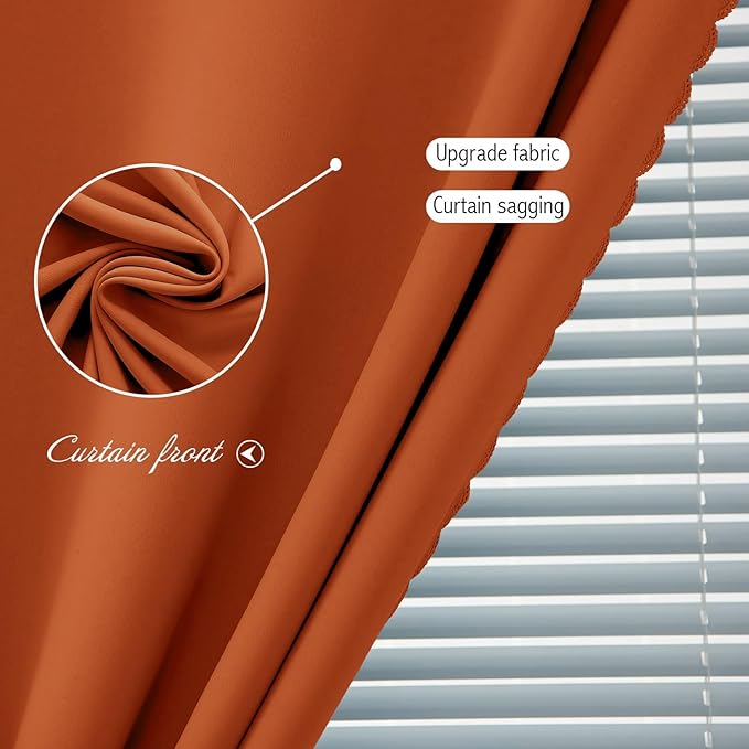 Self Adhesive Curtains Portable Blackout Curtain Simple and Easy to Install Bedroom Window Thermal Lnsulated Kitchen Room Darkening Black Small Drapes, 59" W X 71" L, Orange, 1 Panel