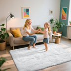 3x5 Area Rug for Bedroom, White Fluffy Shag Rug Small Rug Plush Carpet