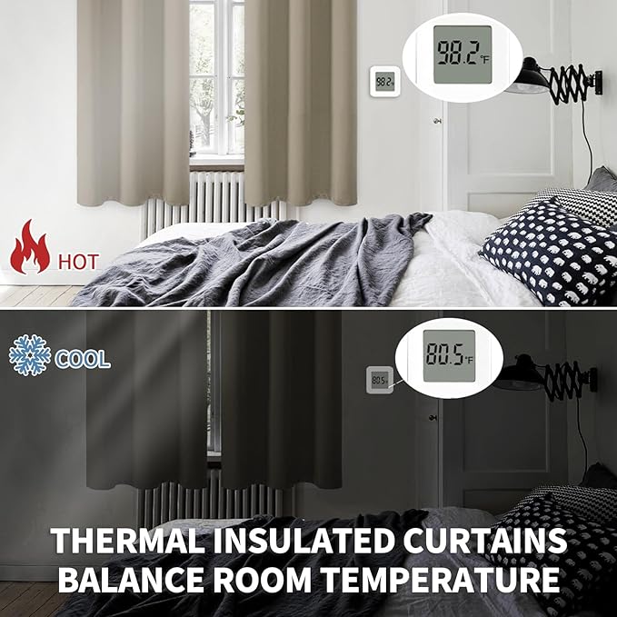 BGment Room Darkening Curtains 45 Inches Long - Grommet Thermal Insulated Drapes Window Treatment Curtains for Bedroom, 2 Panels, 38 x 45 Inch, Cocoa