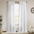 White Linen Curtains 90 Inches Long for Living Room Back Tab Rod Pocket Semi Sheer Light Filtering Neutral Solid Drapes Modern Rustic Farmhouse Decor Curtains for Dining Room 2 Panels Set 40x90
