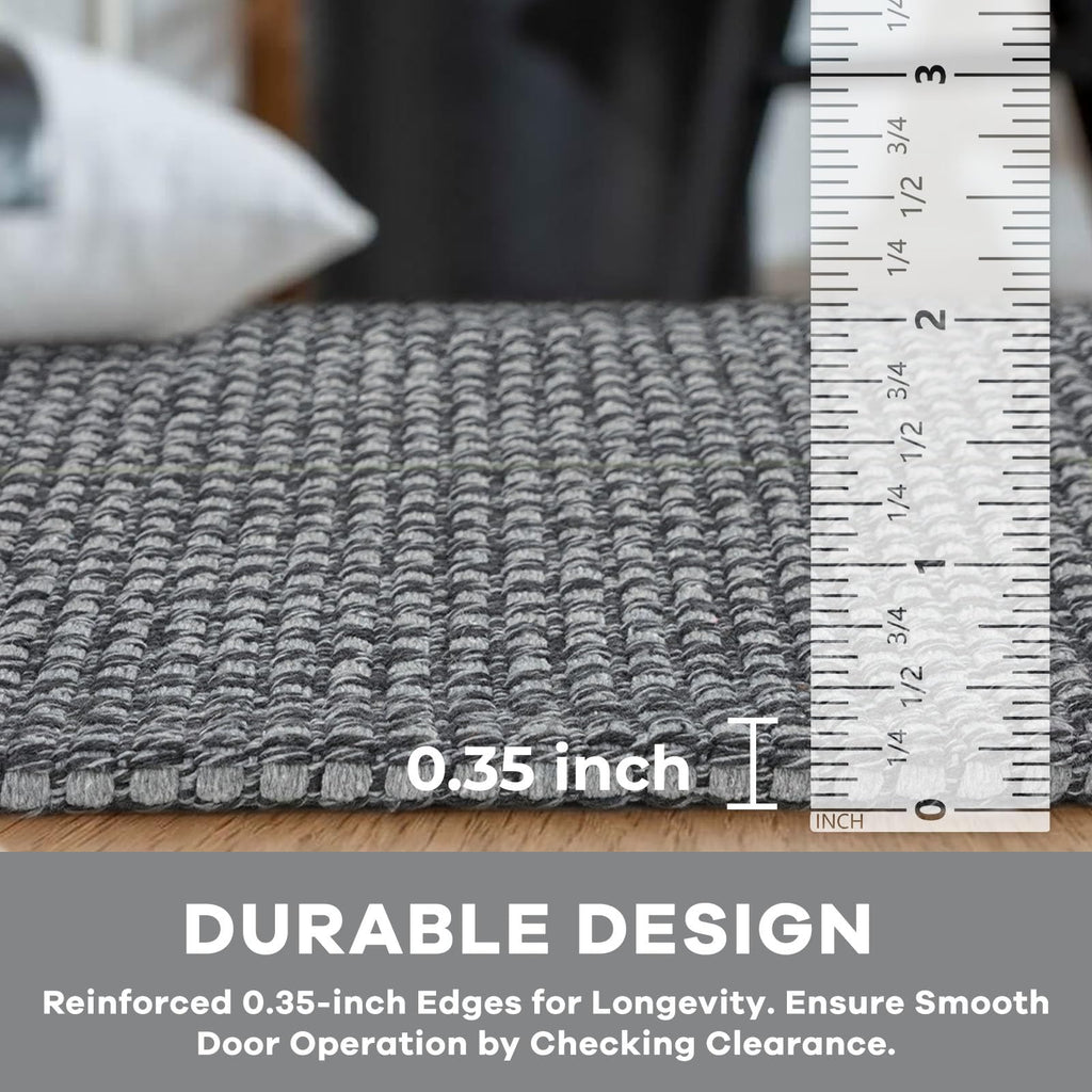 KOZYFLY Extra Long Runners for Hallways 3x18 ft Washable Kitchen Runner Non Slip Rubber Backed Hallway Rug Cotton Entryway Runner Rug Floor Carpet for Indoor Hall, Kitchen, Stair, Grey/Dark Grey