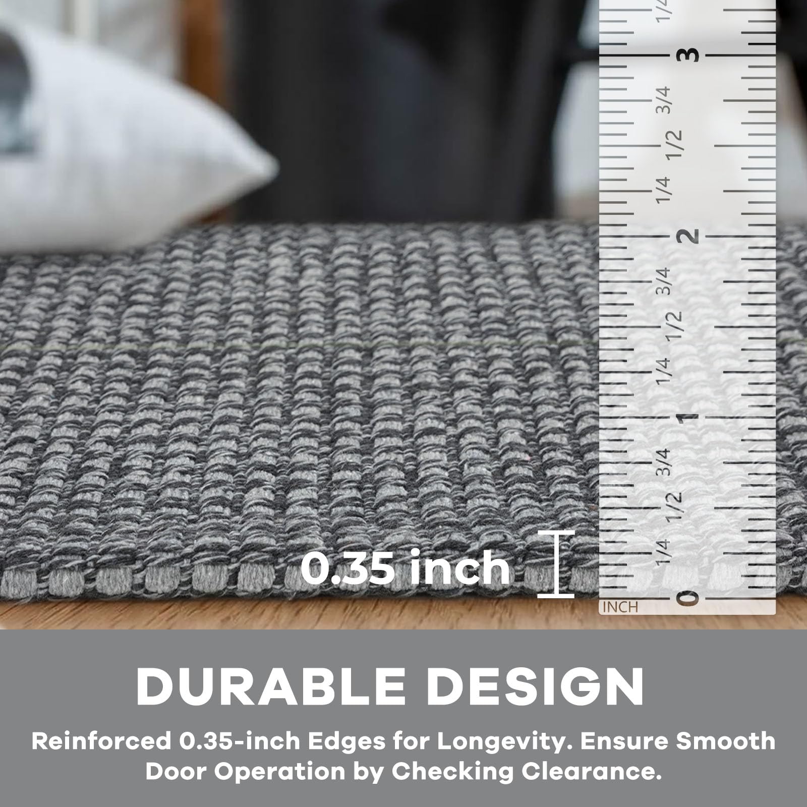 KOZYFLY Extra Long Runners for Hallways 3x18 ft Washable Kitchen Runner Non Slip Rubber Backed Hallway Rug Cotton Entryway Runner Rug Floor Carpet for Indoor Hall, Kitchen, Stair, Grey/Dark Grey