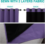 NICETOWN 100% Blackout Blinds, Laundry Room Decor Window Treatment Curtains for Large Patio Sliding Door, Thermal Insulated Lilac Purple Curtains for Bedroom, Set of 2, 70 inches x 108 inches