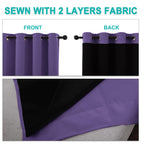 NICETOWN 100% Blackout Curtains with Black Liners, Thermal Insulated Full Blackout 2-Layer Lined Curtains, Energy Efficiency Window Draperies for Dining Room (Lilac Purple, 2 Panels, 52" W by 45" L)