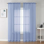 Chyhomenyc Sheer Curtains 84 Inches Long 2 Panels Set - Light Filtering Soft Airy Window Curtains, Rod Pocket for Living Room Bedroom Window Drapes, 42Wx84L Inch, Denim Blue