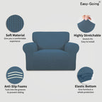 Easy-Going Stretch Oversized Chair Slipcover with Arm Washable Bluestone