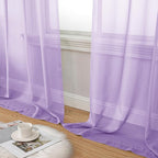 Aiyufeng Light Purple Sheer Curtain Panels Pair Sold 96 Inch Length, Light Filtering Window Curtain Drapes Treatment for Kitchen, Bedroom/Children Room, Voile Top Dual Rod Pocket, 2 Pack of 42 x 96"
