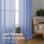 OVZME Sheer Curtains 84 Inches Long 2 Panels Set, Light Filtering Transparent Lightweight Soft Window Treatment Panels for Study Room Living Room Guest Room, Each 42W x 84L Inches, Demin Blue