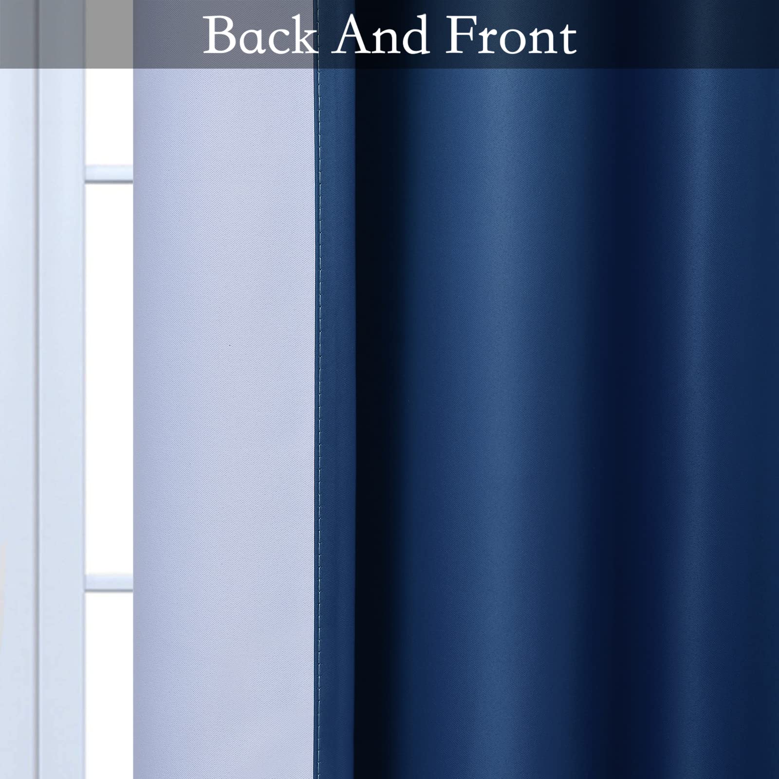 SimpleHome Blue to Grey White Ombre Room Darkening Curtains 63 Inch
