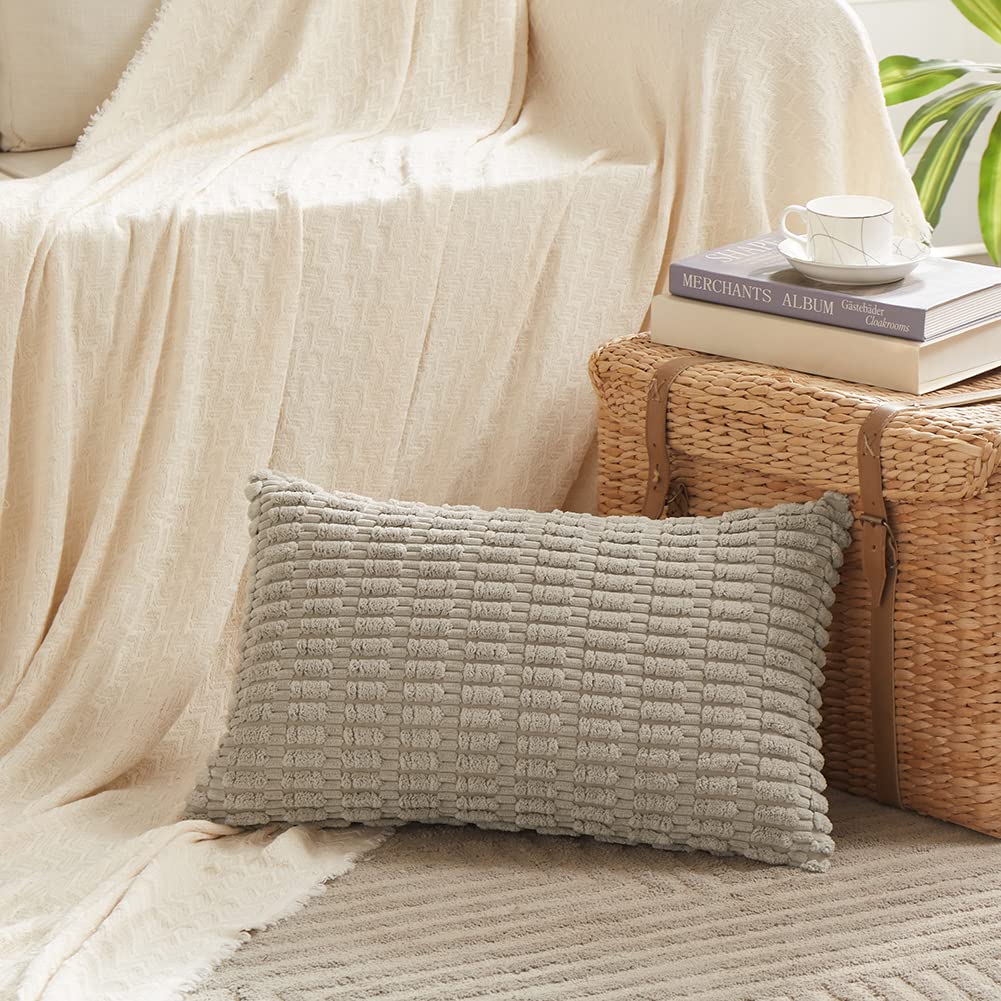 Fancy Homi 4 Packs Decorative Throw Pillow Covers for Living Room Couch Bed, Modern Farmhouse Boho Home Décor Accent Cushion Case, 28" x 20", Neutral