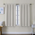Simplebrand Ava Natural Short Blackout Curtains for Bedroom 45 Inches Long 2 Panels Set, Solid Thermal Insulated, Energy Saving Window Treatment Curtains Blackout Drapes, W40 x L45 Inch, Natural