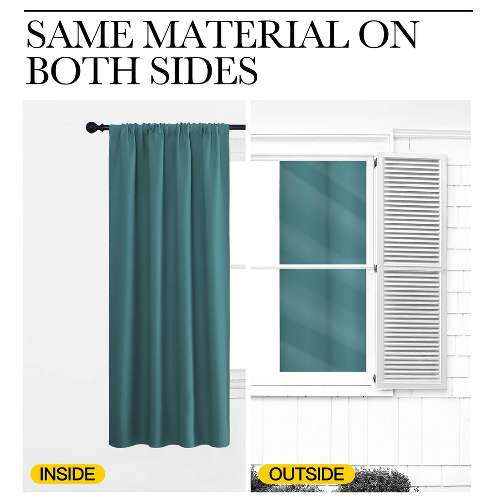NICETOWN Living Room Curtains, Window Curtain Panels, Thermal Insulated Solid Rod Pocket Blackout Draperies/Drapes (Sea Teal, One Pair, 70 by 84-inch)