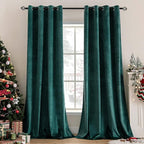 MIULEE Velvet Curtains Christmas Dark Green 52 x 108 Inch Length Set of 2