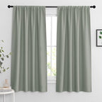 RYB HOME Blackout Curtains for Bedroom Living Room 72 inches Long, Thermal Insulated Privacy Rod Pocket Drapes for Nursery Office Home Theater, Width 42 by Length 72, Greyish Green, 2 Panels