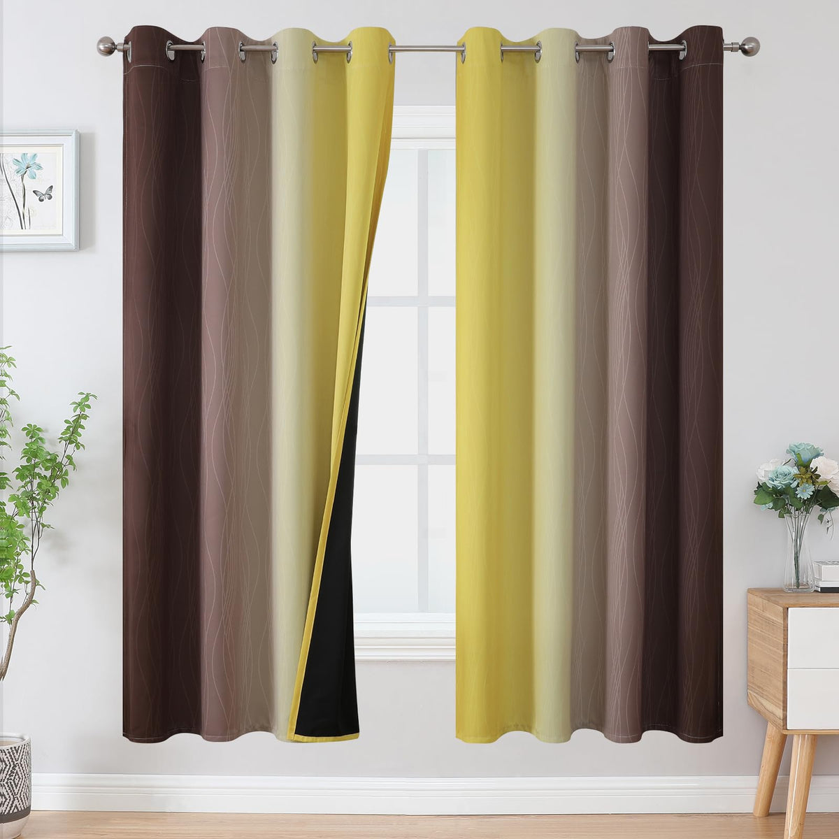 Estelar Textiler Red and Black Ombre Blackout Bedroom Curtains 72 Inch Long
