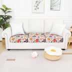 Smiry Printed Couch Cushion Covers, Stretch Soft Couch Covers for Sofa, Washable Non-Slip Sofa Slipcover Furniture Protector for Indoor and Outdoor (3 Pack, Orange)