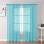 Chyhomenyc Aqua Sheer Curtains 72 Inch Length 2 Panels, Light Filtering Soft Airy Rod Pocket Voile Window Curtain Drapes for French Door Bedroom Living Room, Each 42Wx72L