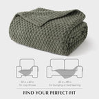 EVERGRACEHOME Chunky Chenille Knit Throw Blanket for Couch, Soft Luxurious Moss Stitch Blankets for Bed, Cozy Decorative Farmhouse Knitted Throws for Sofa, Dried Thyme Green, 50" x 60"