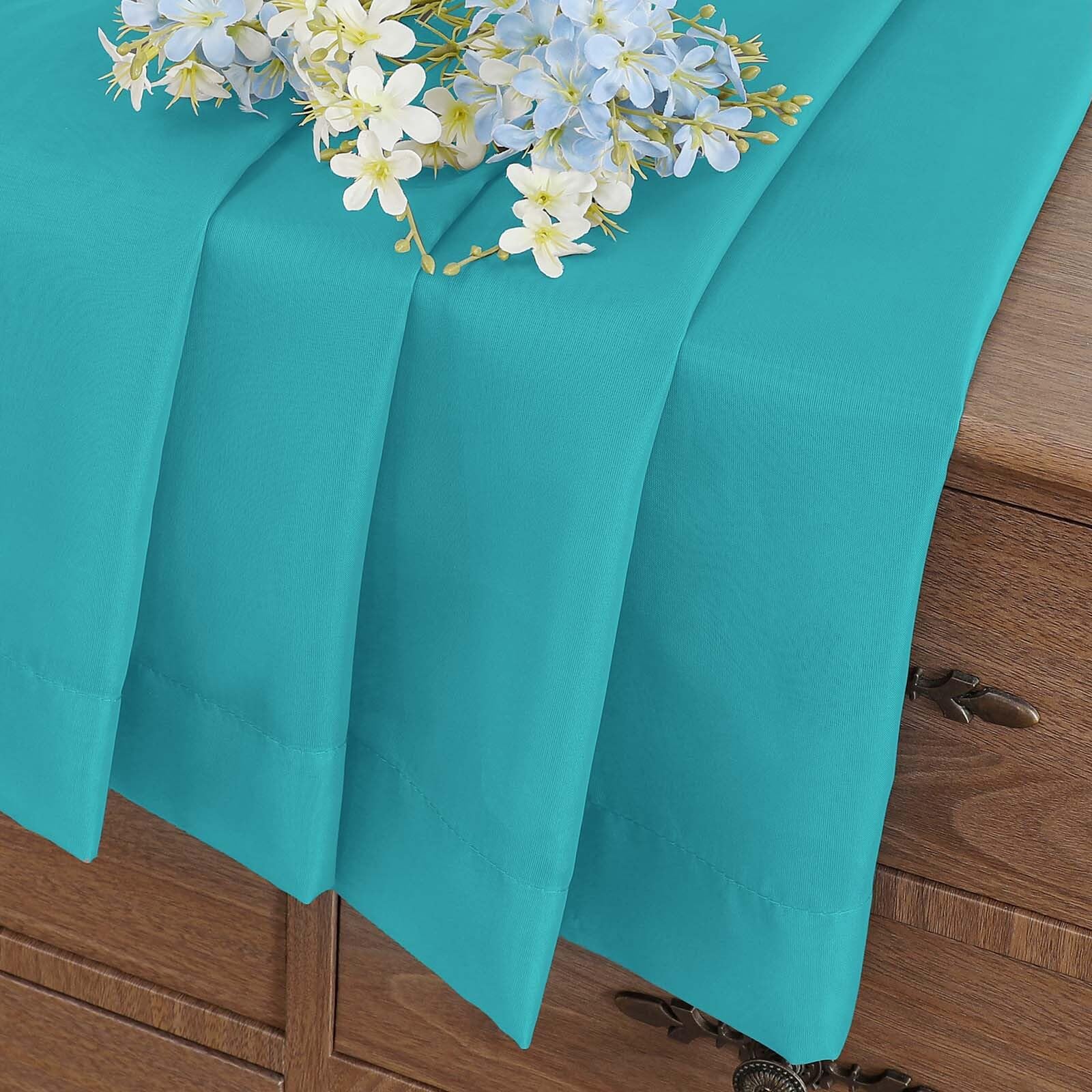 Ebesto Valances for Windows 14 inch Length 2 Panels, Small Voile Sheer Curtains for Bathroom, Soft Fabric Lightweight Light Filtering Kitchen Curtains, Dual Rod Pocket, Turquoise, 2x42Wx14L Inches