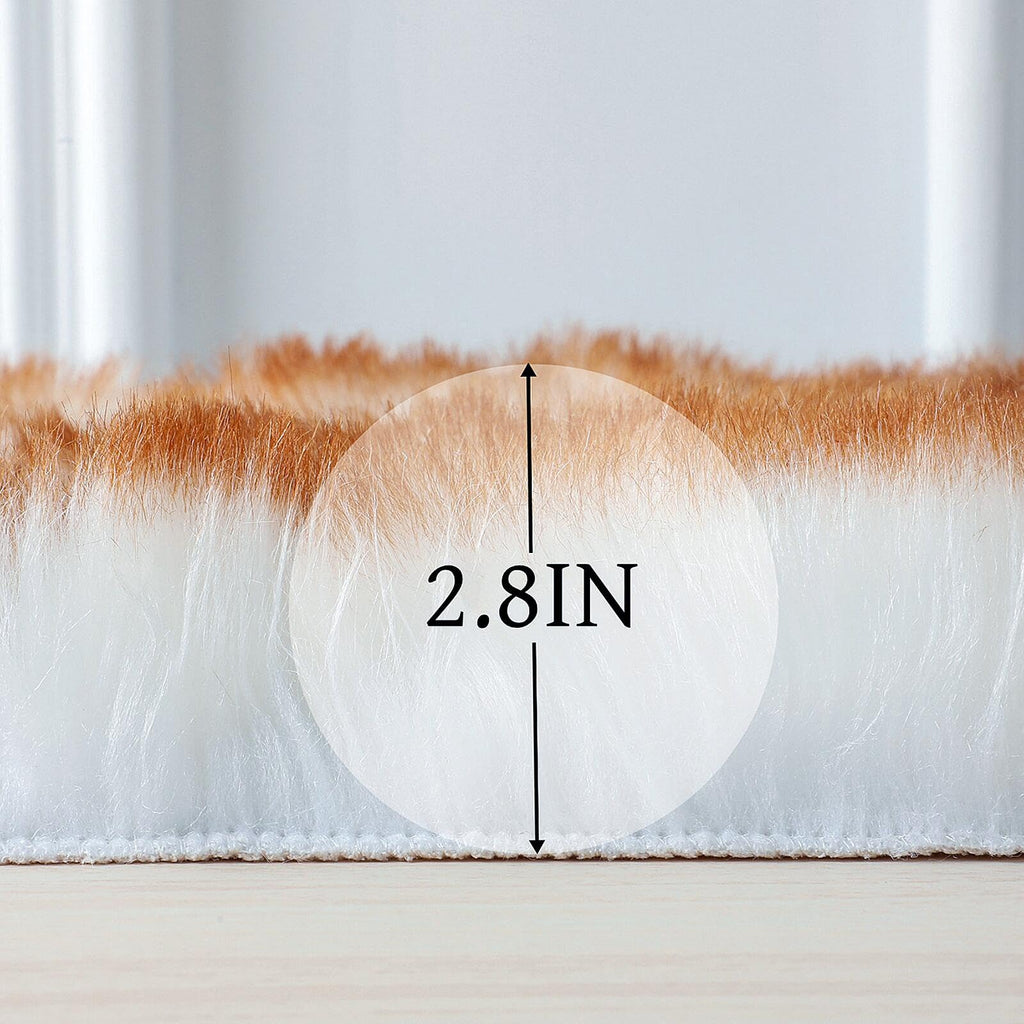 linmopm Faux Fur Sheepskin Rug, 2x3 ft, White and Yellow