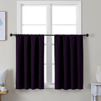 Simplebrand Ava BlackBerry Short 36 Inches Blackout Curtain 2 Panels Set, Half Window Rod Pocket Privacy Curtain Tiers for Kitchen, Curtains Blackout for Bathroom Shades, W40 x L36 Inch, BlackBerry
