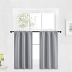 RYB HOME Blackout Cafe Curtains 30 inch Length, Short Light UV Heat Blocking Energy Saving Privacy Curtain Tiers for Basement Bathroom Kitchen Window, Width 29 by Length 30, Silver Grey, 2 Panels