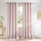 NICETOWN Thick Linen Blush Pink Curtains 2 Panels for Kids Room, Grommet Flax Linen Privacy Added with Light Filtering Window Treatments for Bedroom/Living Room, W55 x L96