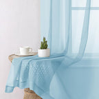 Aiyufeng 2 Pack: Basic Sky Blue Sheer Curtain Drapes 63 Inch Length 2 Panels for Living Room, Light Filtering Voile Drapes for Bedroom, Patio, Sliding Door, Each 40" W x 63" L