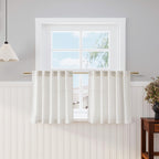 Nanspring Cream Linen Cafe Curtains 24 Inch Length 2 Panels Light Filtering Semi Sheer Mini Curtains for Small Window Basement Bathroom Back Tab Rod Pocket Short Sheer Kitchen Curtain 36x24 Inches