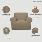 Easy-Going Stretch Chair Sofa Slipcover 1-Piece Couch Sofa Cover Furniture Protector Soft with Elastic Bottom for Kids, Pet. Spandex Jacquard Fabric Small Checks (Chair, Natural)