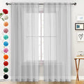 SpaceDresser Basic Rod Pocket Sheer Voile Window Curtain Panels Silver Grey 1 Pair 2 Panels 52 Width 63 Inch Long for Kitchen Bedroom Children Living Room Yard（Silver Grey, 52W x 63L）